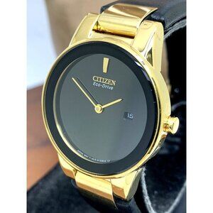 Citizen Women's Watch Eco-Drive Axiom GA1052-04E Gold Tone Case Black Di…